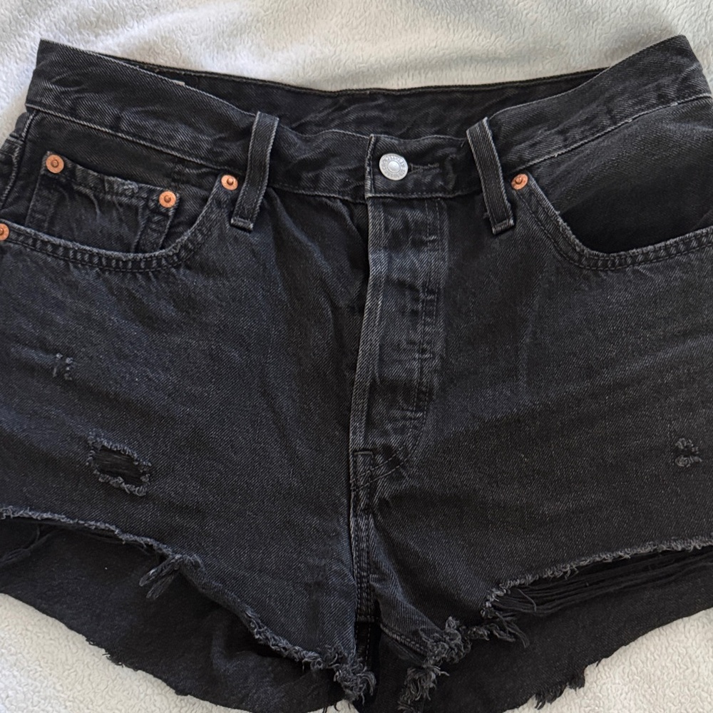 Levi's Black Distressed Jean Shorts
